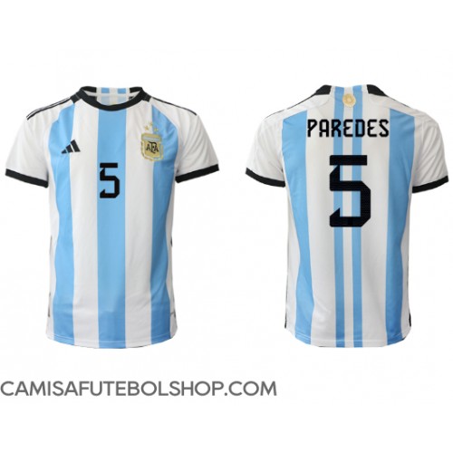 Camisa de time de futebol Argentina Leandro Paredes #5 Replicas 1º Equipamento Mundo 2022 Manga Curta